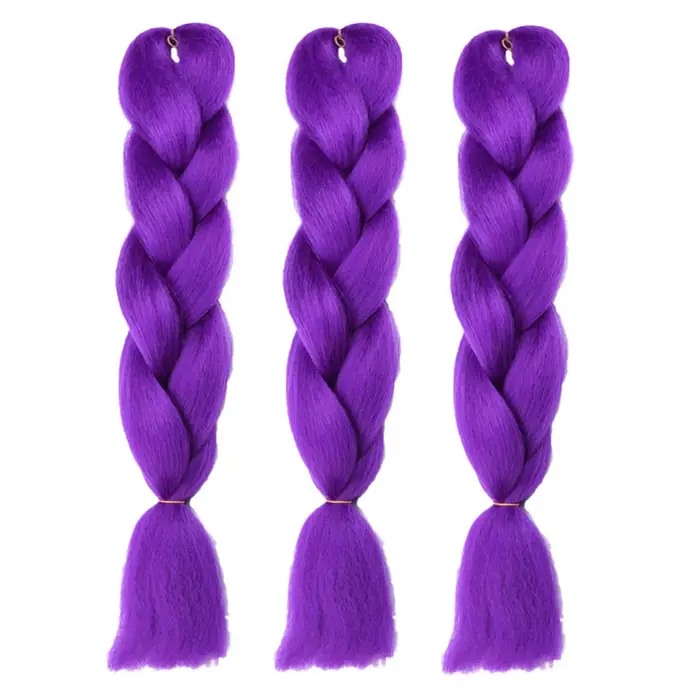 Extensions capillaires synthétiques violettes de 24 pouces