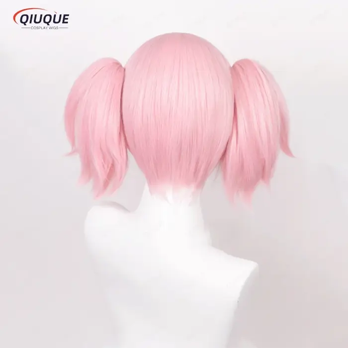 Kaname Madoka cosplay a 2 styles de perruque queue de cheval rose cheveux synthétiques résistants à la chaleur