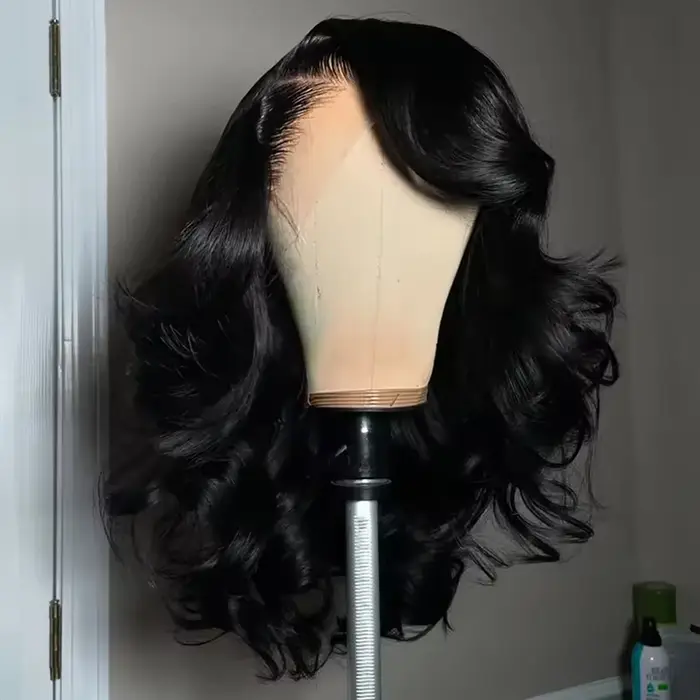 Perruque courte bob ondulée 13x4, 250% de densité, cheveux humains brésiliens 100%, sans colle, pré-