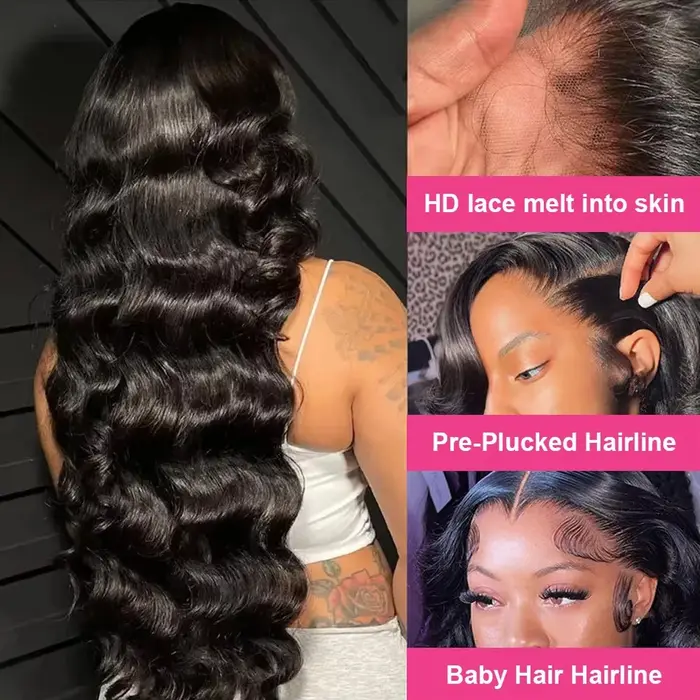 250% Remy cheveux 30 pouces vague de corps 7x5 sans colle perruques cheveux humains brésilien pré pl