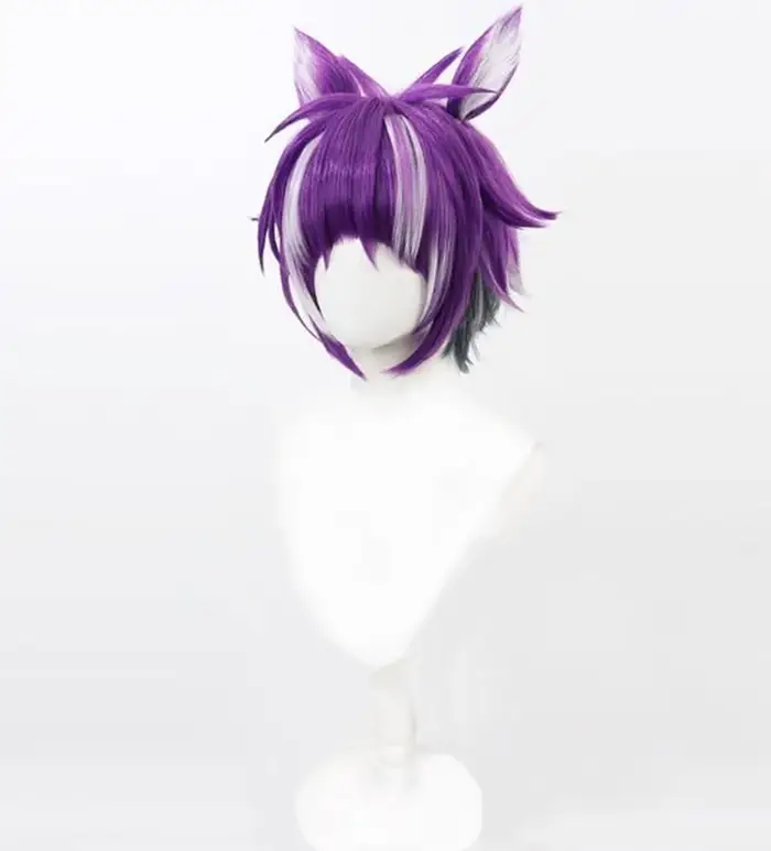 Perruque torsadée du pays des merveilles Cheshire Cat, perruque violette pour cosplay, anime, fête d'halloween