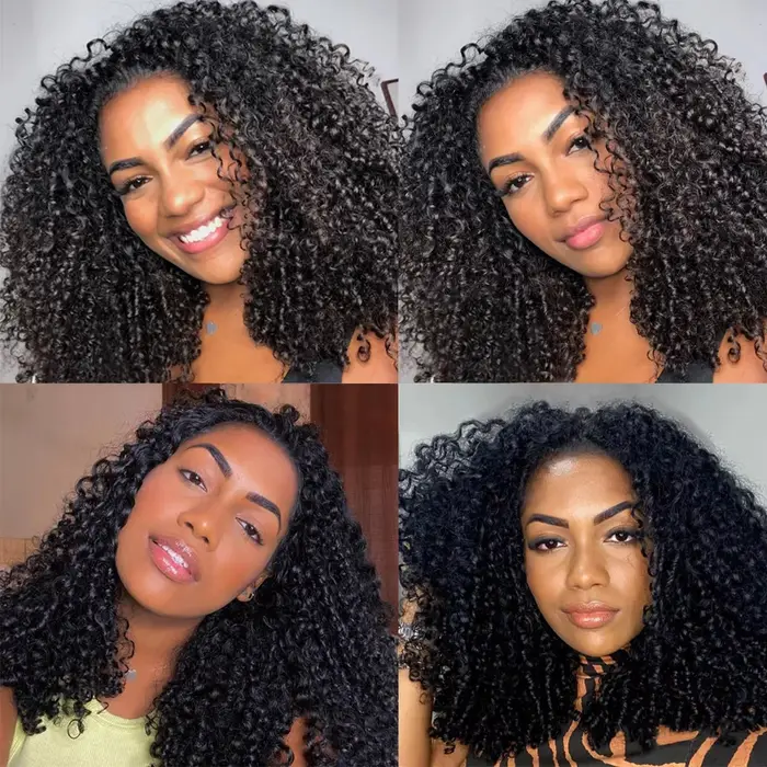 Extensions de cheveux humains afro à clipser