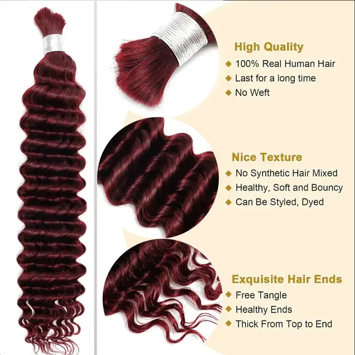 # Extensions de cheveux humains 100% naturels 99j Bourgogne pour tressage