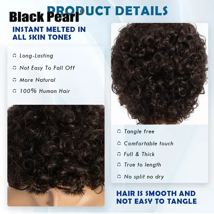 Perruque Afro brésilienne bouffante Pixie Bob 99J, cheveux 100% naturels, brun naturel, entièrement