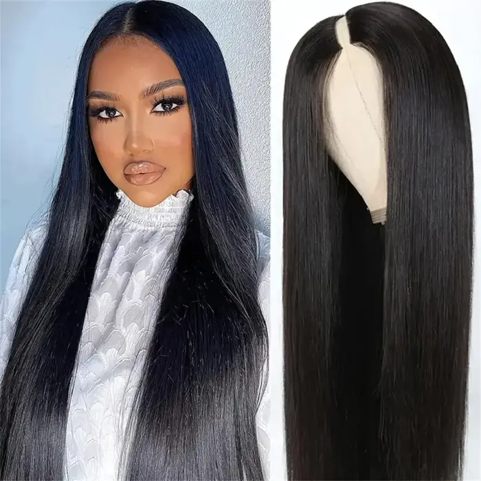 16-34 pouces longue droite V partie perruques de cheveux humains pour les femmes brésilien droite U 