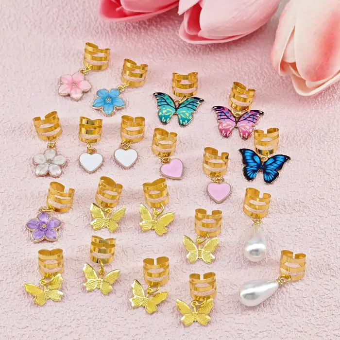 Pinces tressées papillon en cristal, 20 pièces, accessoires pour cheveux, Dreadlock, pendentif papil