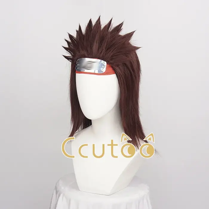 Ccutoo-Perruque de Cosplay en Cheveux Synthétiques, avec Bonnet, Vêtements de Sauna Rouge, Anime Choji Akimpiercing