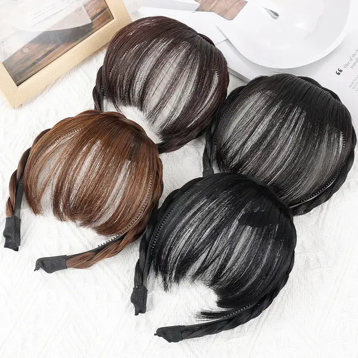 Faux cheveux bandeau frange perruque frange bandeau Extension de cheveux femmes filles Clips dans l'extension de cheveux accessoires de cheveux postiche Clips
