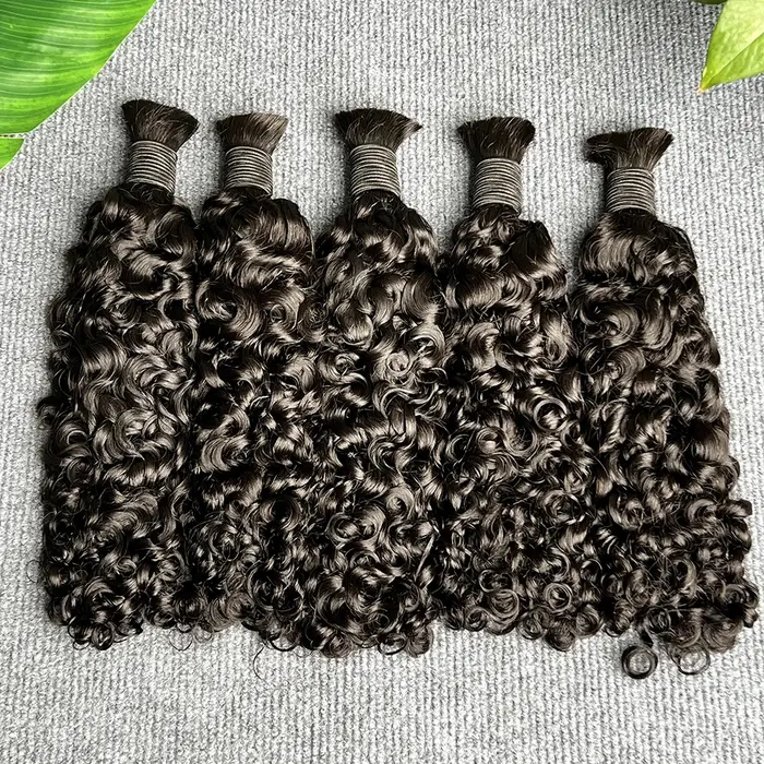 Vrac de cheveux humains bouclés birmans pour tresser l'extension