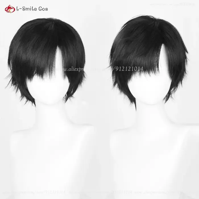 2 Styles Anime Ivan Cosplay perruque hommes 30 cm court noir Ivan Cosplay cheveux résistant à la chaleur cheveux synthétiques en STOCK + bonnet de perruque gratuit