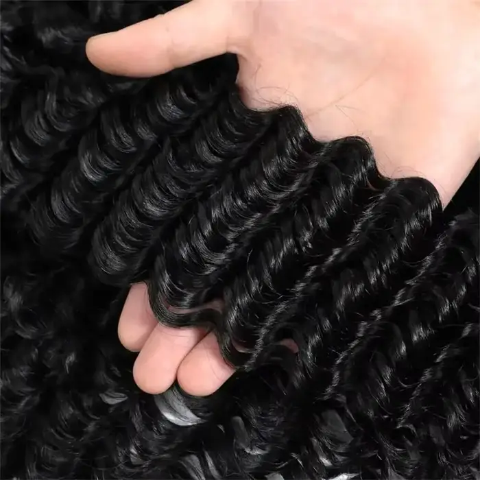 Extensions de cheveux humains vierges non traités, ondulés, double trame, 34-36 pouces, pour tissage