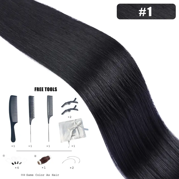 Extensions de cheveux humains Genius Trame 50G Remy cheveux humains Extensions de cheveux brésiliens