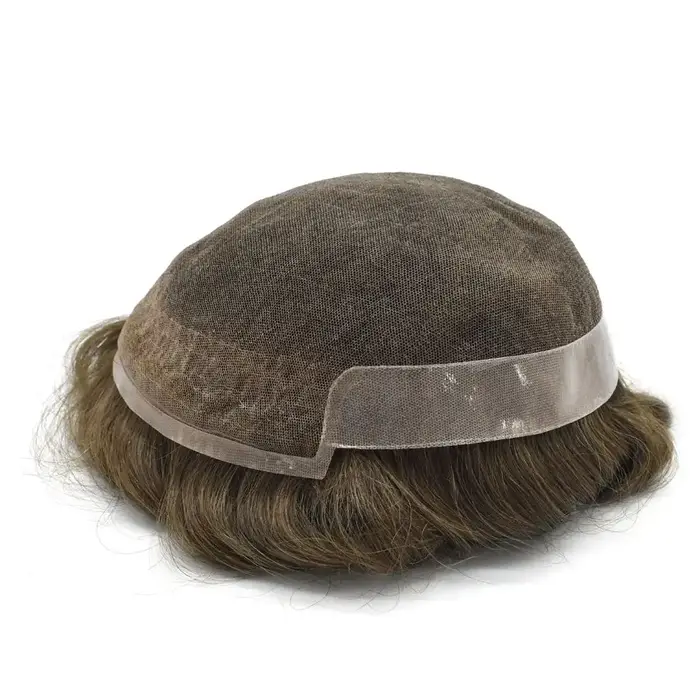 Toupet masculin dentelle suisse PU hommes prothèse capillaire indien perruque de cheveux humains mince système