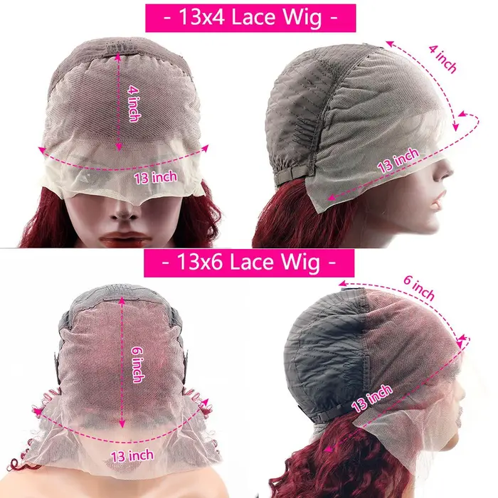 Perruques en cheveux humains 99j Bourgogne 13x6 HD Lace Frontal, couleur rouge vin, brésiliennes, on