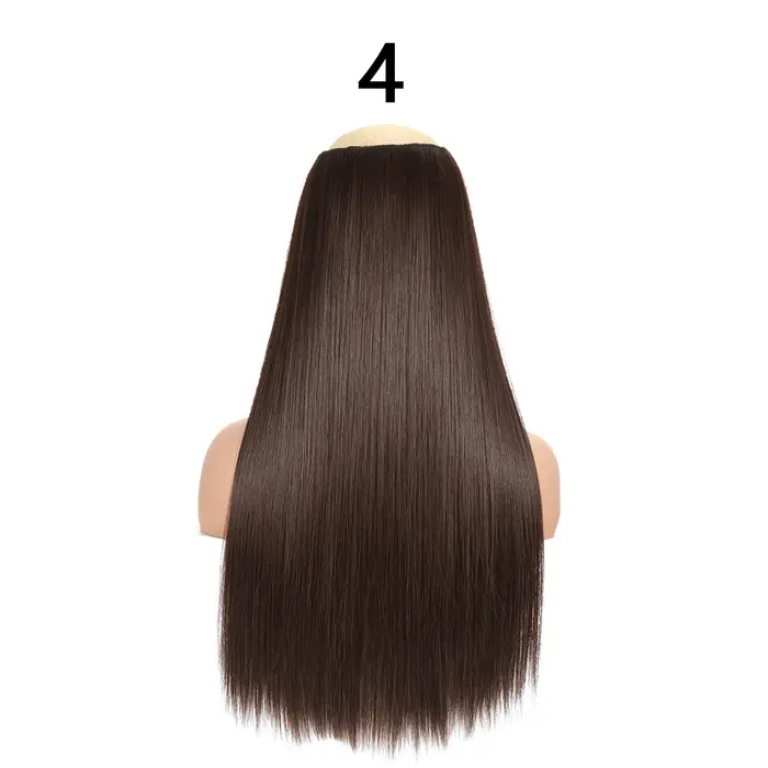 Extensions de cheveux synthétiques de 24 pouces, une seule pièce, 5 clips, coiffure longue et droite