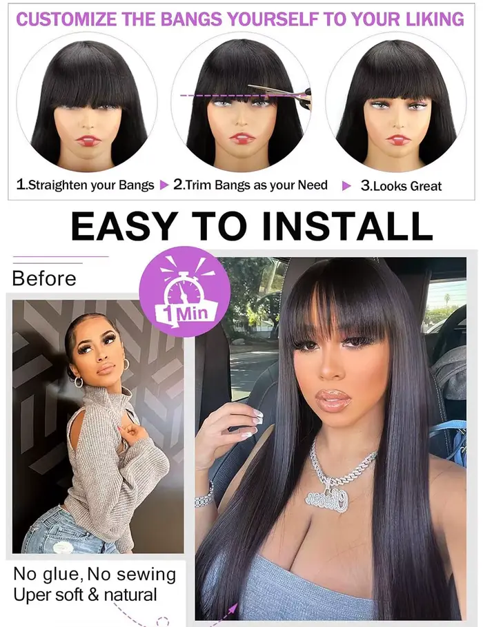 Perruque synthétique 26 pouces la plus vendue pour cheveux longs et raides