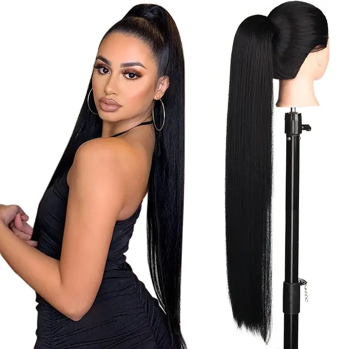 Teresahr synthétique 36 pouces Extension queue de cheval demi Yaki cordon