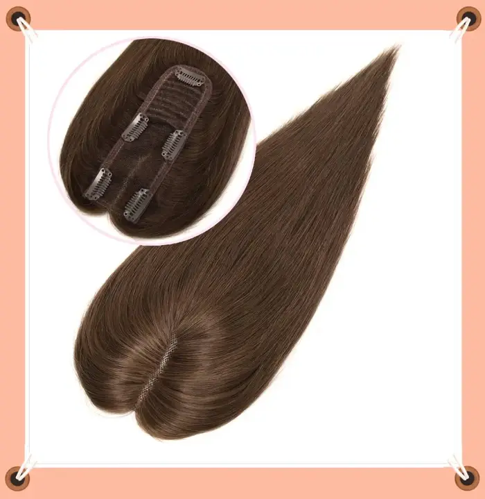 Cheveux Toppers 2x6 pouces femmes Topper main unique noeud naturel
