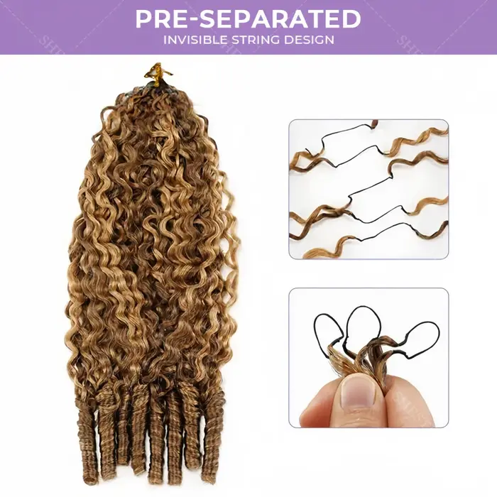 Cheveux humains bouclés birmanes en vrac pour tresses, avec pointes bouclées en spirale, blond P4/27