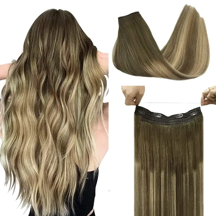 Extensions de cheveux humains naturels fil Invisible