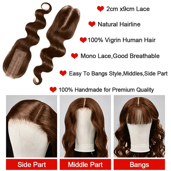 Tissage en lot brésilien 100% naturel Body Wave, couleur chocolat, brun miel, non traité, lots de 1/