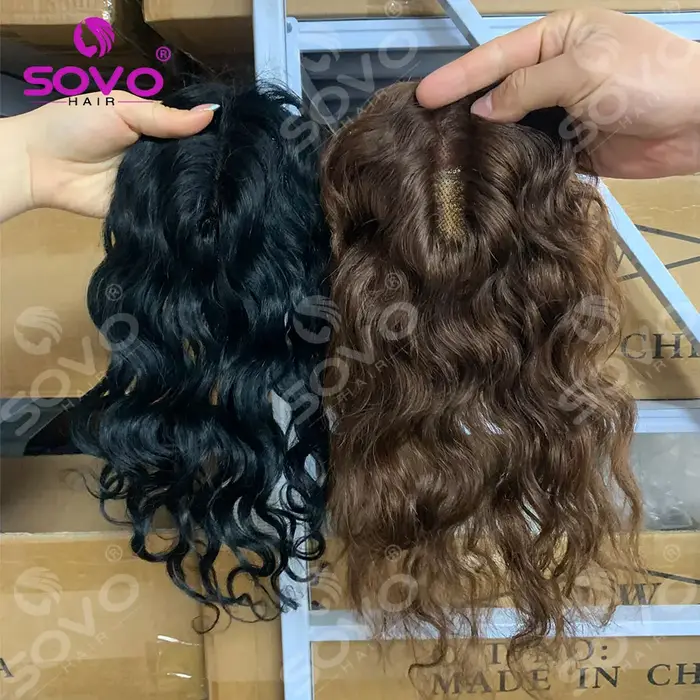 Topper de cheveux humains ondulés de 30 cm