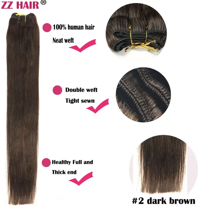 ZZHAIR 100% Extensions de cheveux humains 16 "-24" tissage de trame de cheveux Remy fait à la Machin