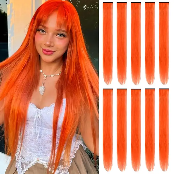 Extensions capillaires synthétiques noires longues et lisses