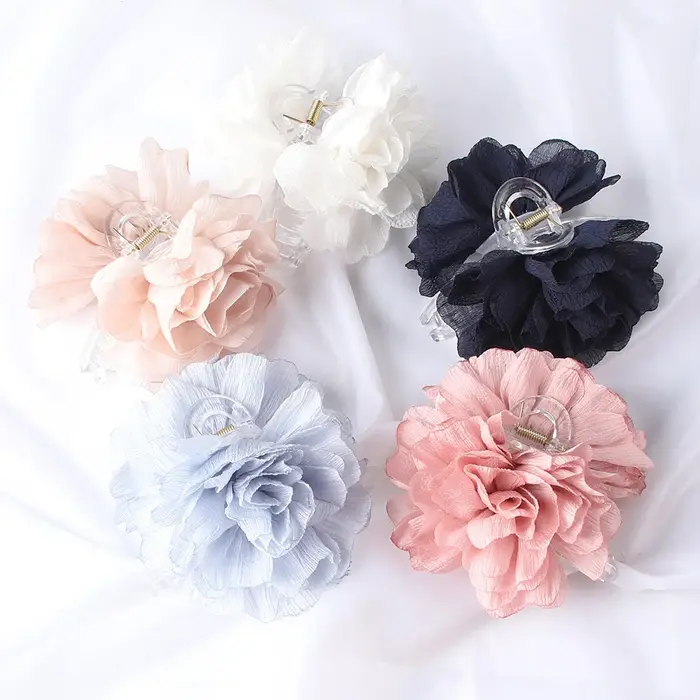 Pinces à cheveux en tissu à grandes fleurs pour femmes et filles