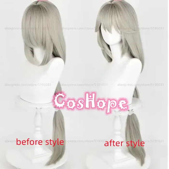 Cl rina Sebastiane-Perruque de Cosplay Anime, Cheveux Longs, Gris Lin, Perruques Synthétiques, Degré de Chaleur, 105cm