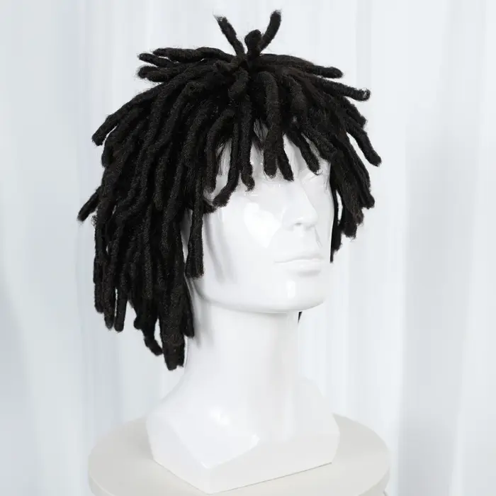 Perruque synthétique courte noire à dreadlocks pour hommes – Coiffure Locs texturée élégante et authentique pour la mode