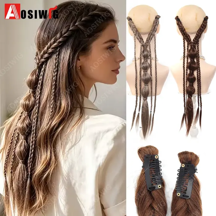 Extensions de cheveux tressés synthétiques style elfe