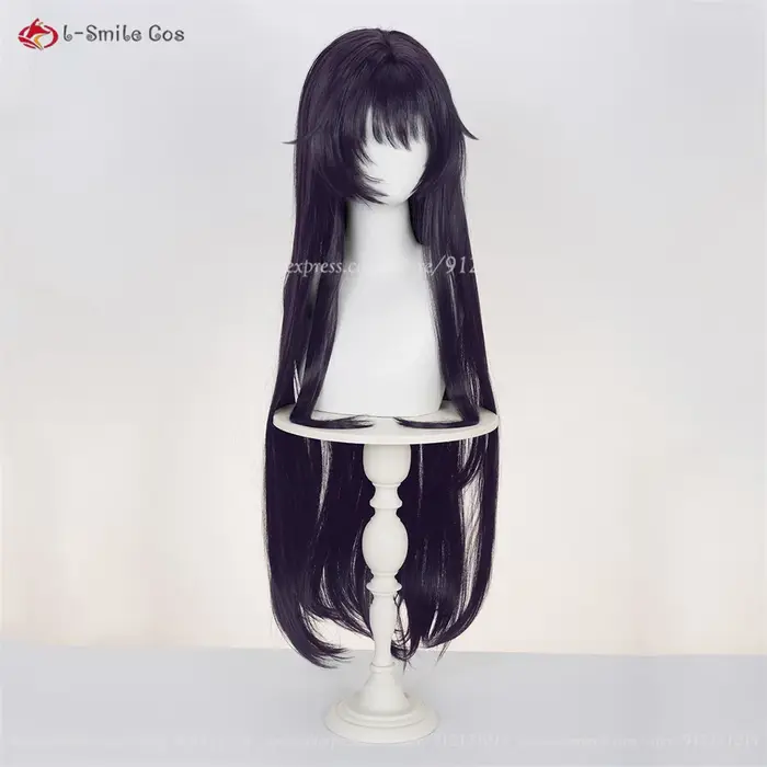Waguri Kaoruko Perruque de Cosplay synthétique noire violette de 100cm pour femmes