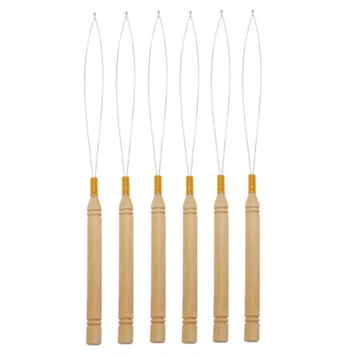 2/6/12 pièces Outils pour extensions de cheveux à micro-anneaux : Aiguille à boucler