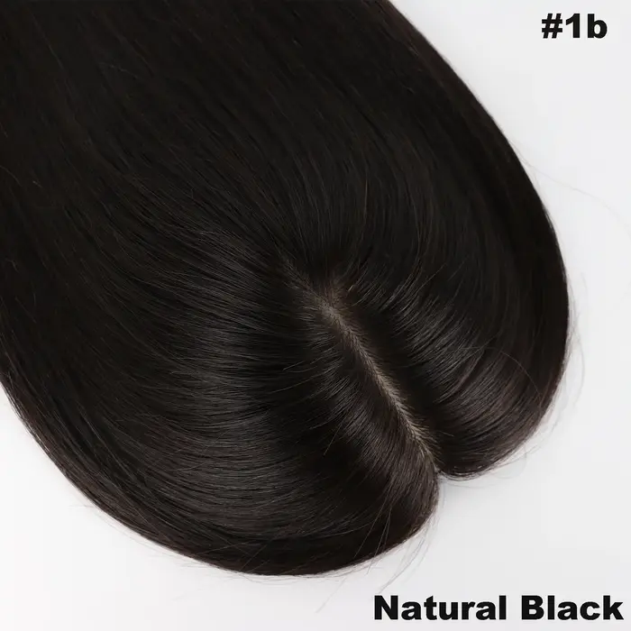 15X17 cm Base en soie femmes Topper avec 4 Clips en postiche malaisie vierge cheveux humains toupet respirant