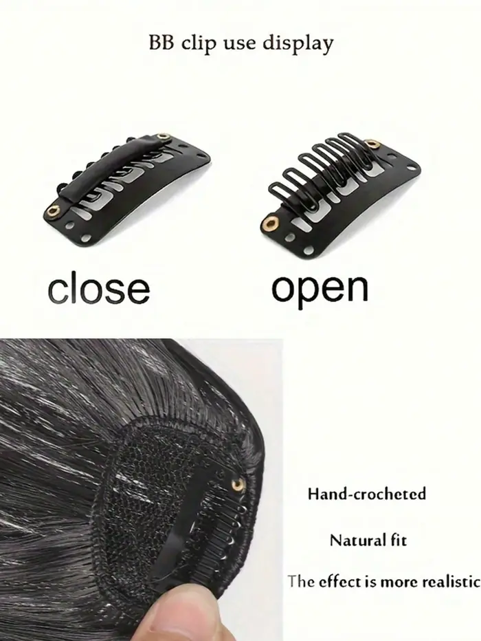 Extensions de cheveux synthétiques à clipser, franges fines et épaisses, aspect naturel, coiffure in