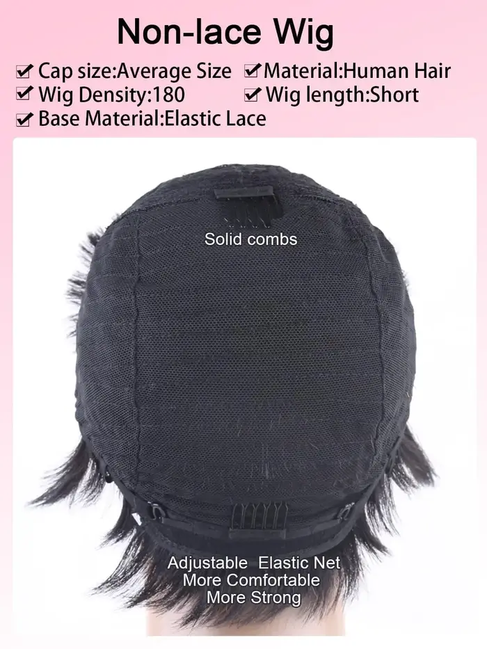 Perruque courte coupe pixie en cheveux humains pour femmes