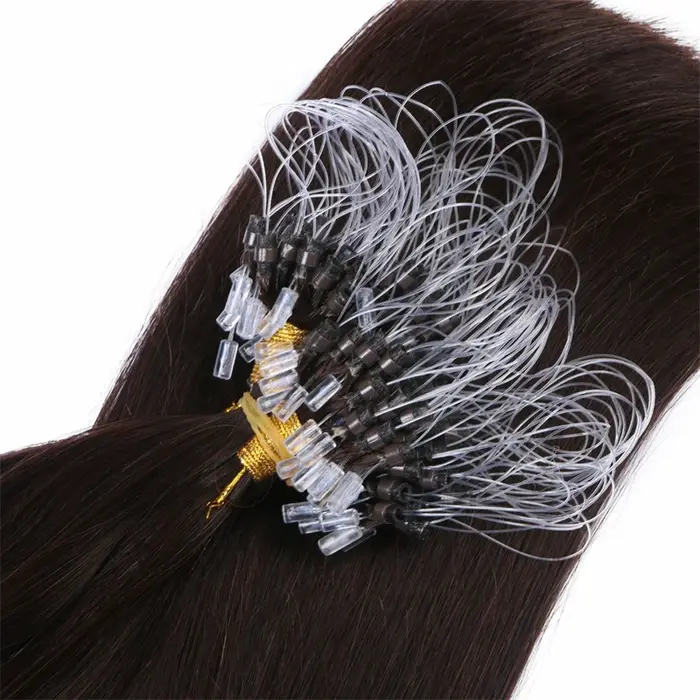 Extensions de Cheveux Humains Naturels Lisses avec Micro Anneau