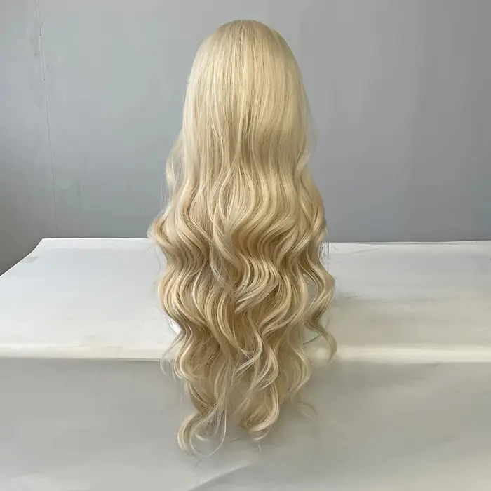 Perruque synthétique bouclée dorée pour cheveux longs bouclés pour fête