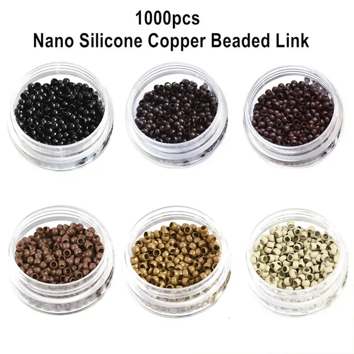 1000 pièces 3mm Nano Silicone doublé Micro anneau perles d'extension de cheveux