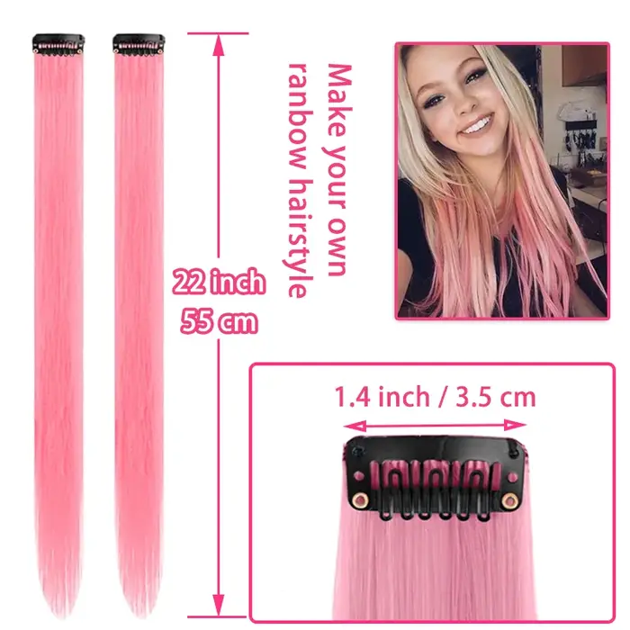 Extensions de cheveux synthétiques roses