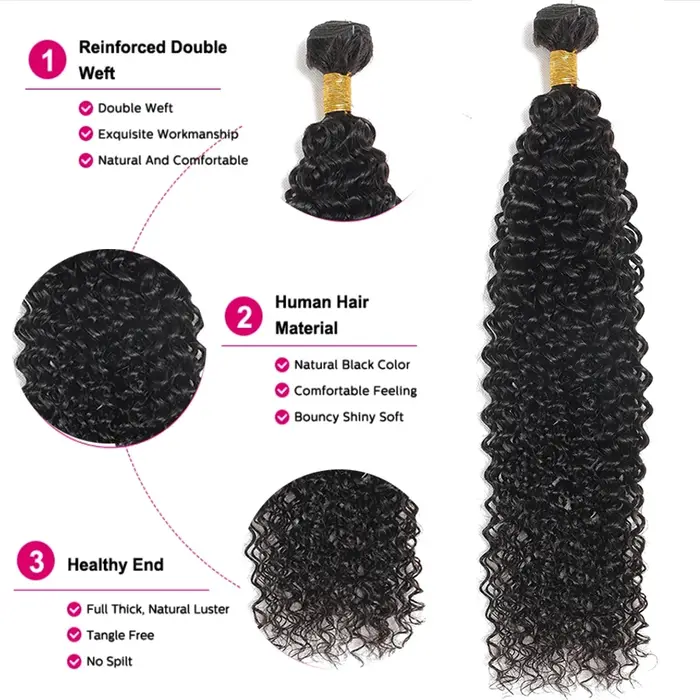 Extensions brésiliennes de cheveux humains crépus bouclés