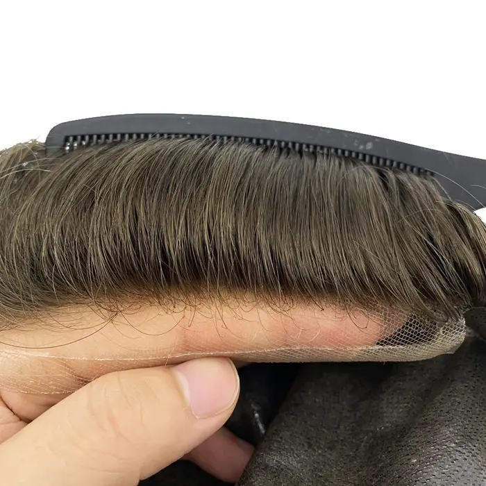 Bio-men toupet Invisible homme système de remplacement unité mâle prothèse de cheveux 100% naturel perruque
