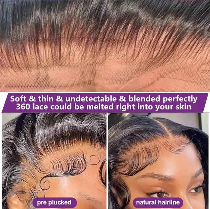 Sangle cachée cordon perruque 360 dentelle avant perruques cheveux humains 250 densité vague de corp
