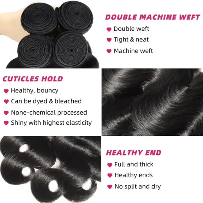Extensions de cheveux humains naturels brésiliens vierges non traités 12A, ondulés, 42 pouces, noirs