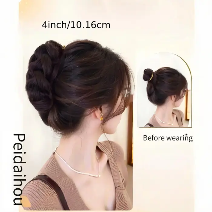 Perruque queue de cheval en fibre synthétique pour femme – comprend des styles à clipser pour petits pains et tresses