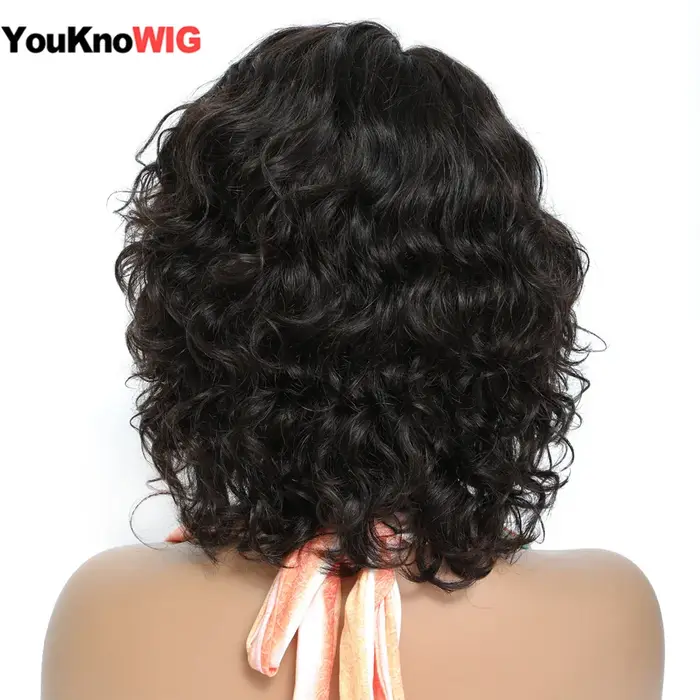 Perruque Lace Front Wig Body Wave brésilienne Remy naturelle, cheveux courts, 13x1 HD, pour femmes