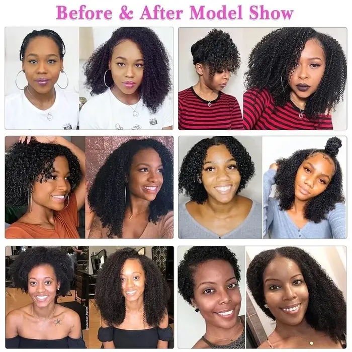 Extensions de cheveux bouclés crépus à clipser 3C 4A Afro Kinky Curly Clip-Ins