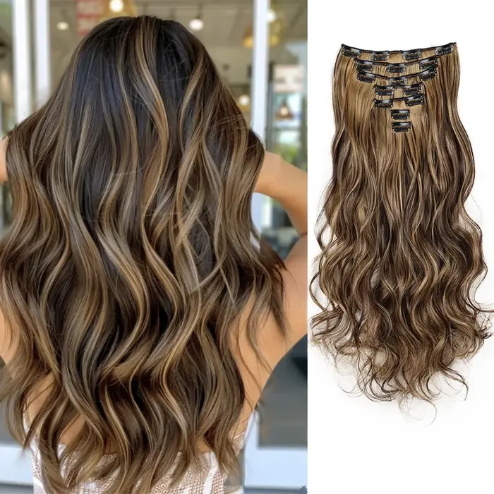 Extensions capillaires synthétiques longues bouclées à Clip