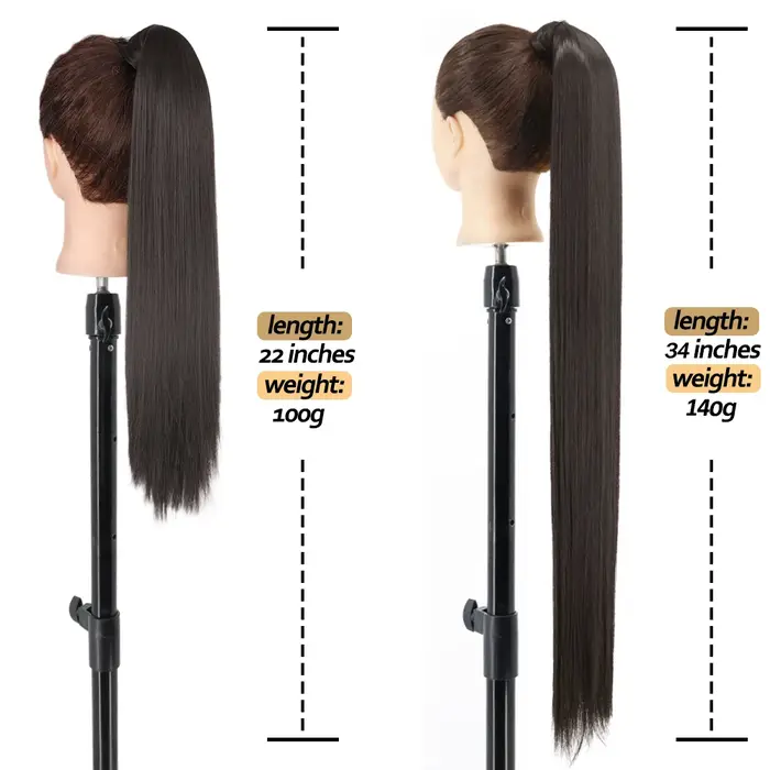 Extensions de queue de cheval synthétiques enrouler autour du Clip